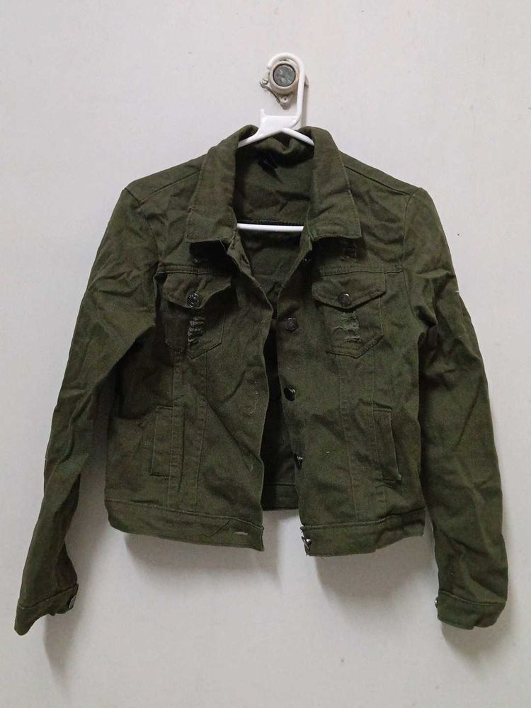 Olive Green Denim Jacket