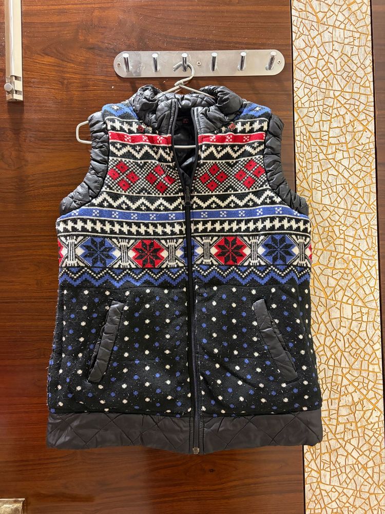 Reversible Patterned Sleeveless Jacket
