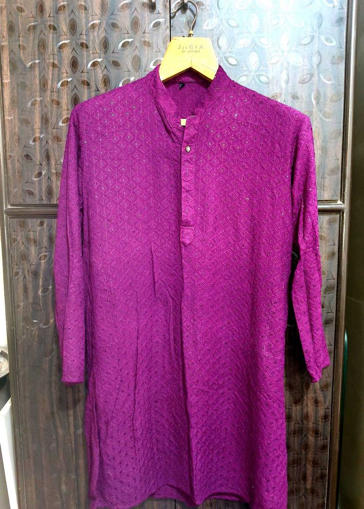 Purple Embroidered Kurta