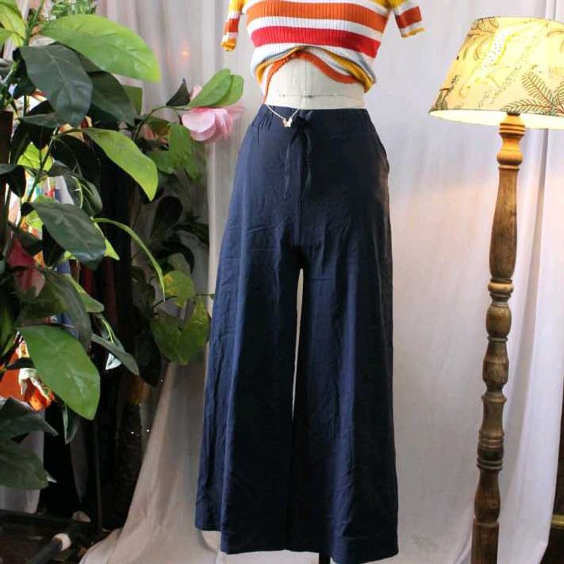 Navy Blue Wide Leg Pants