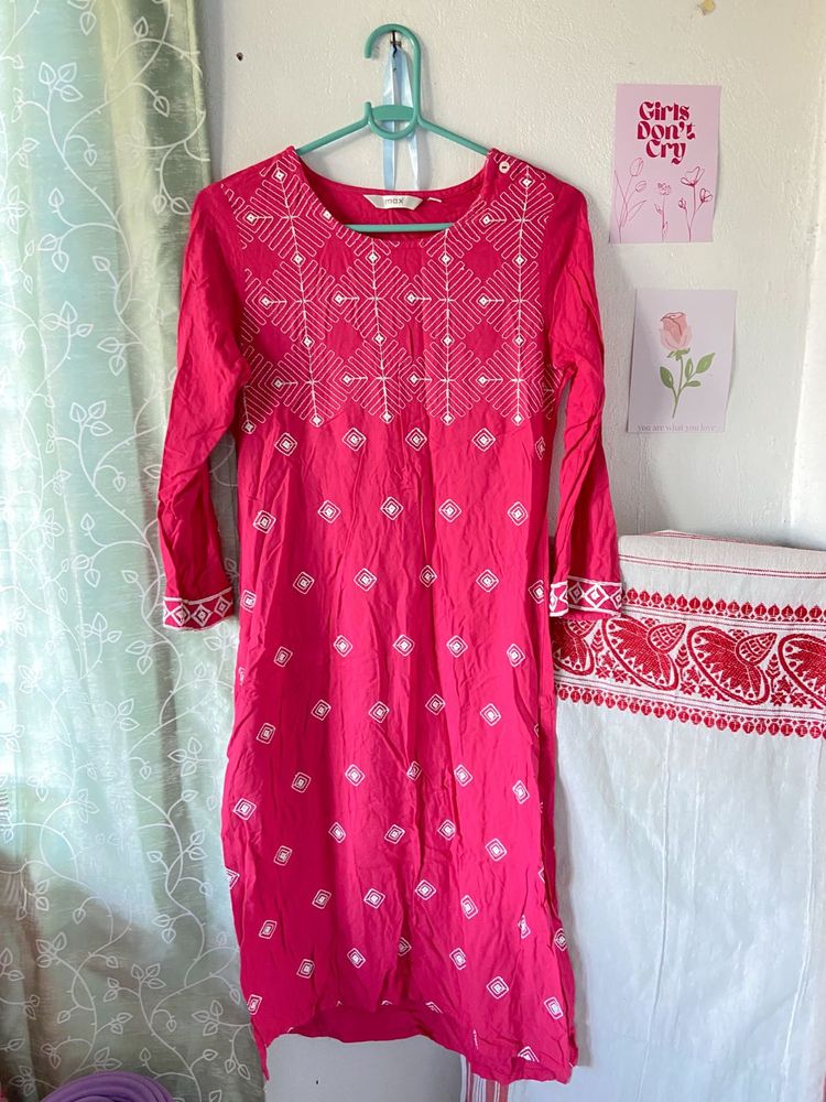 Pink Embroidered Kurta