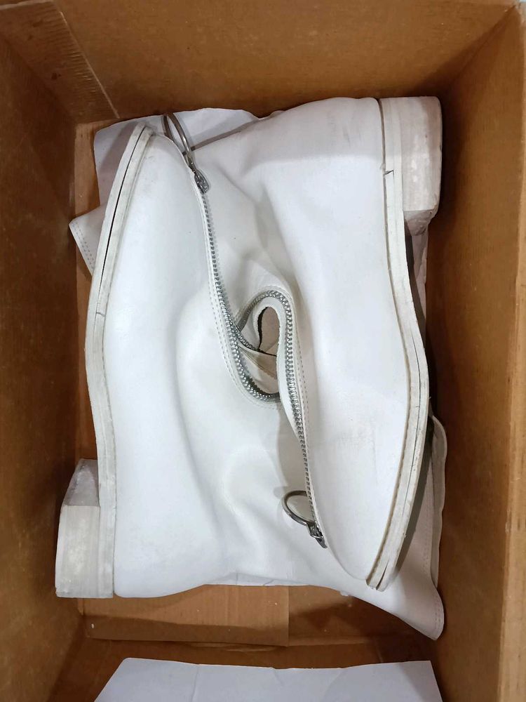 White Leather Ankle Boots