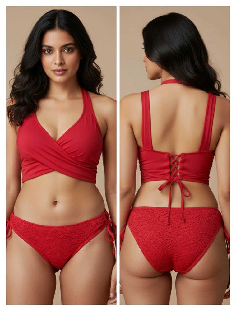 Mint Condition Red Halter Bikini  Size S Imported