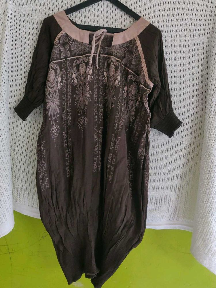 Brown Printed Dress