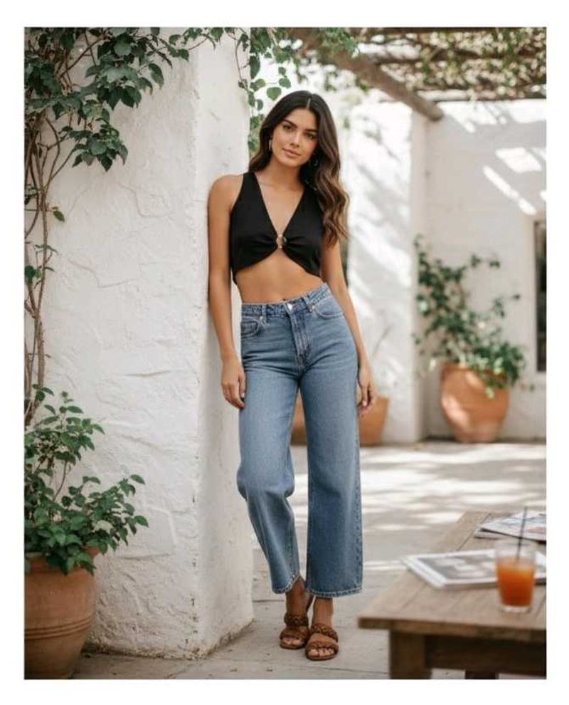 Black halter crop top