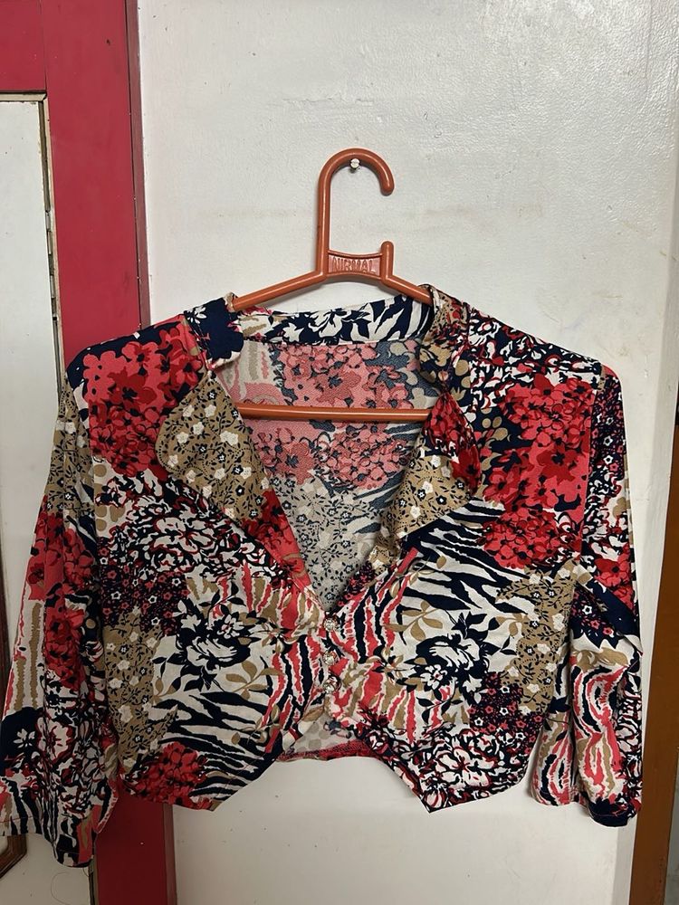 Patterned Crop Top/Jacket