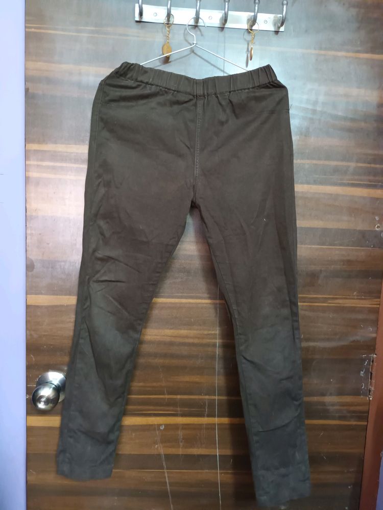 Cotton Jeggings/Trousers (Dark Brown) For WOMEN