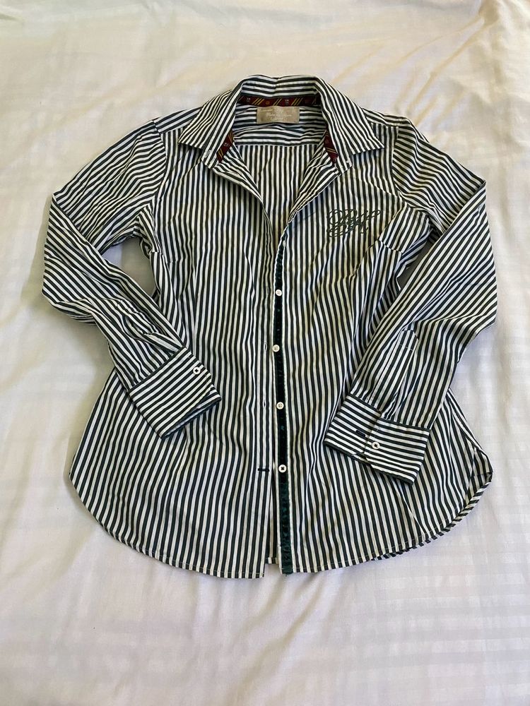 Green Striped Button-Down Shirt Bust 32-34
