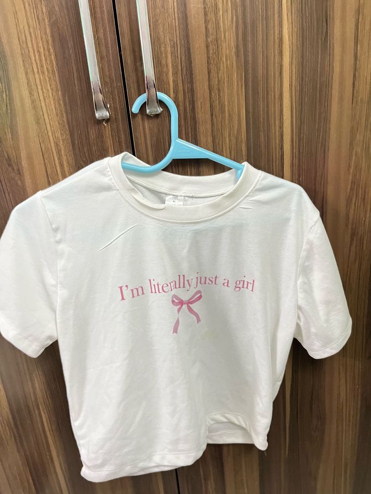New Just A Girlypop White Crop Top
