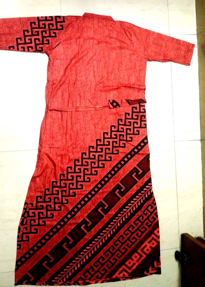 Red Patterned Two-Piece Set