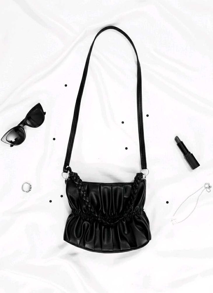 Black Ruched Shoulder Bag