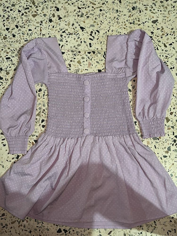 Lavender Polka Dot Mini Dress