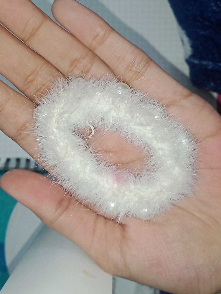 Fluffy White Rubber Band For Girls