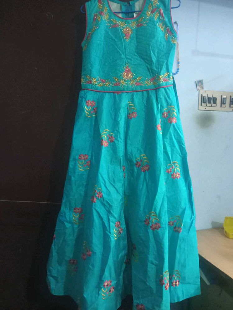 Aqua Dress with Floral Detail