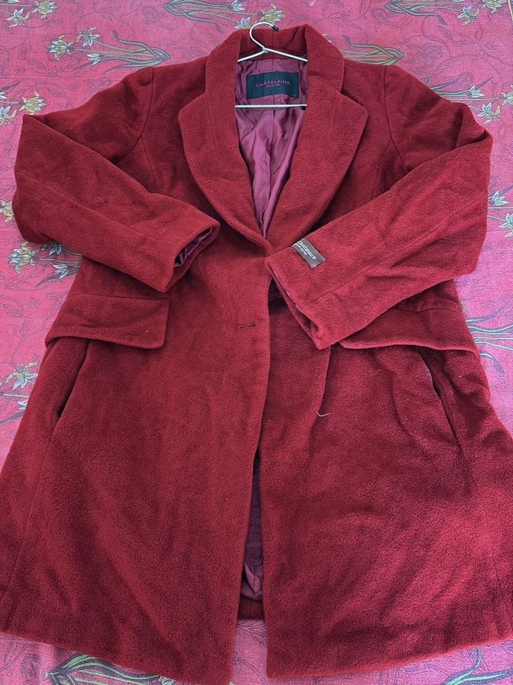 Burgundy Wool Blend Coat