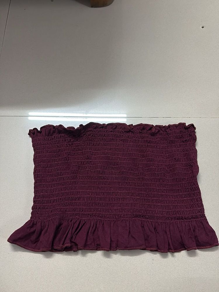 Burgundy Smocked Tube Top