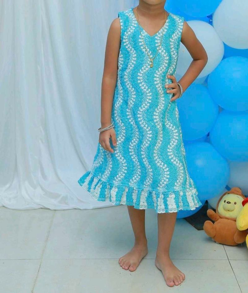 Blue &amp; White Patterned Dress