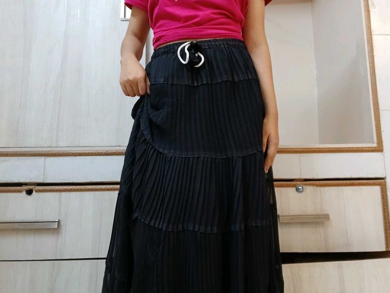 Tiered Black Maxi Skirt