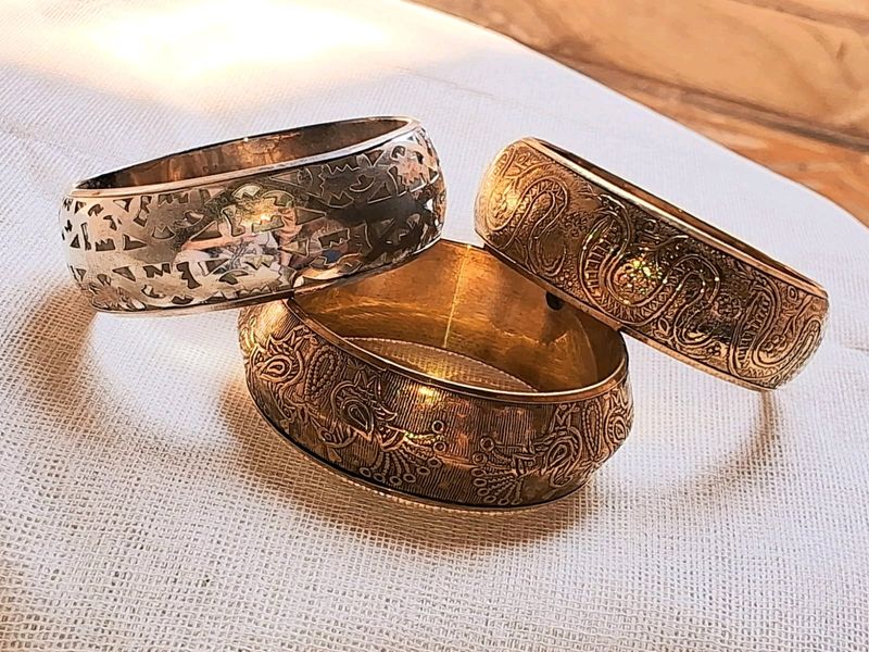 Brass And Silver Bangles Combo 🤍