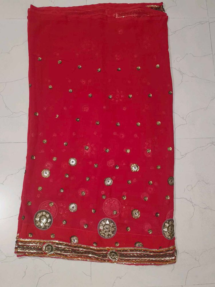 Red Embellished Saree