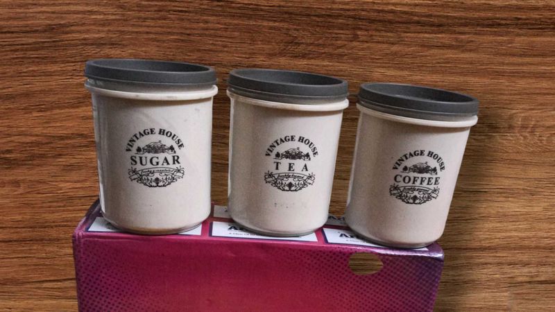 Vintage Tea Coffee Sugar Container 3 Pcs