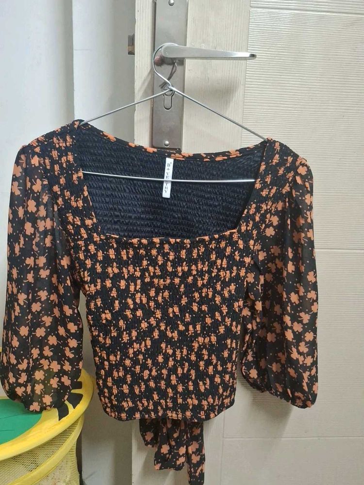Floral Smocked Crop Top