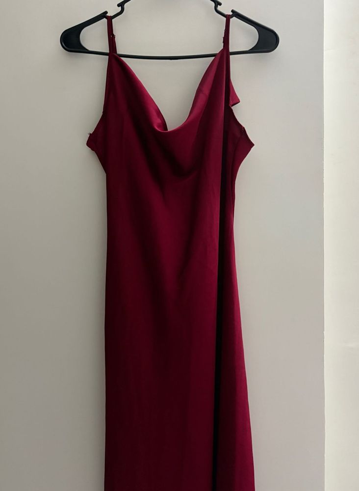 Burgundy Cowl Neck Slip Dress