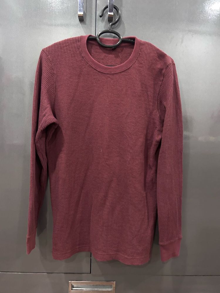 Uniqlo Burgundy Long Sleeve T-Shirt