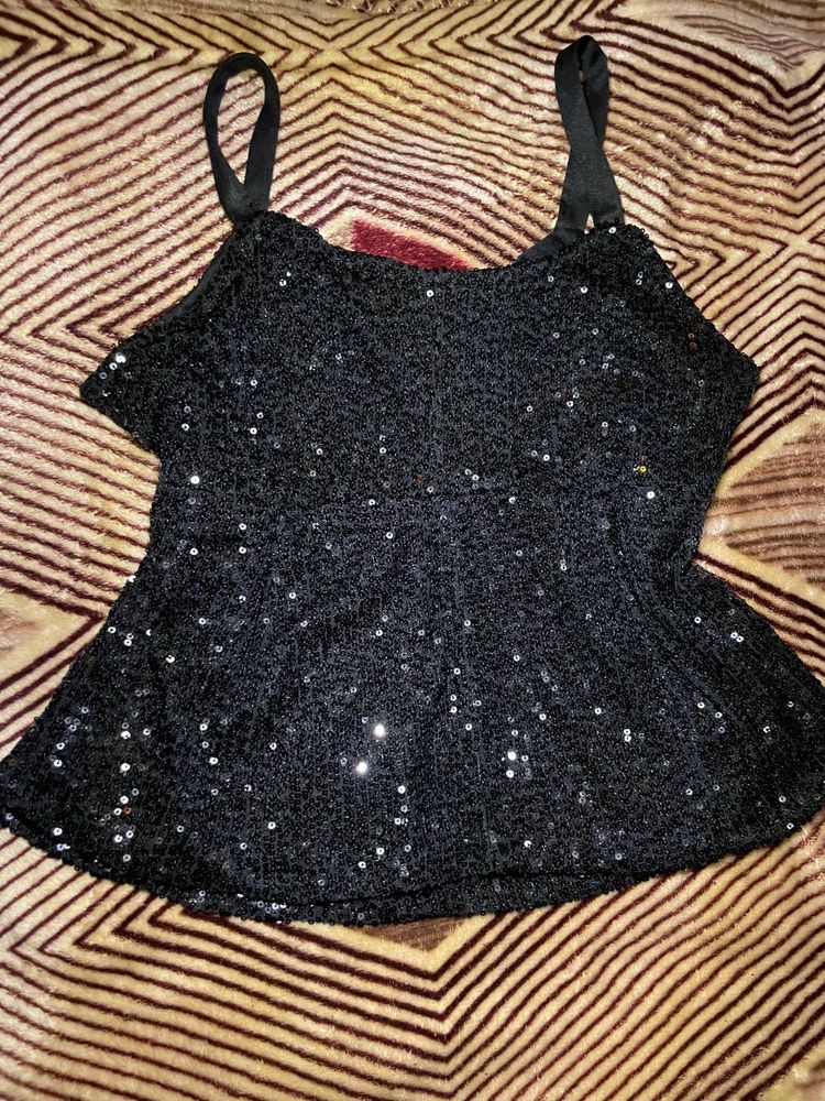 Black Sequin Y2k Cami Top