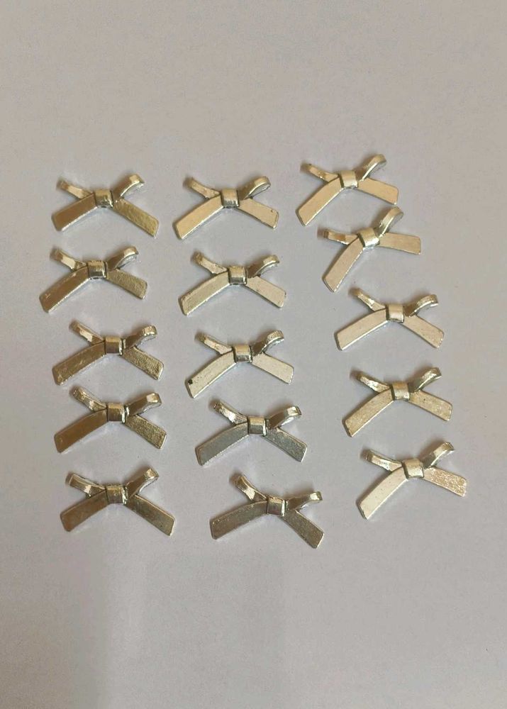 Silver Ribbon/Bow Charms (15 pcs)