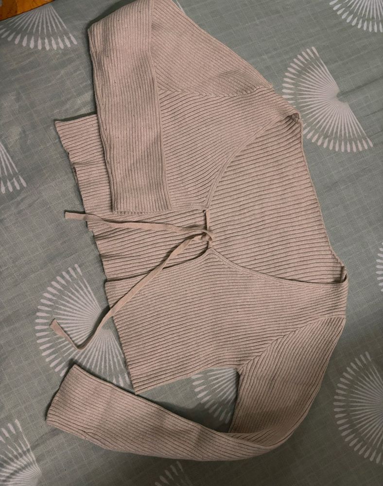 Ribbed Tie Front Crop Top