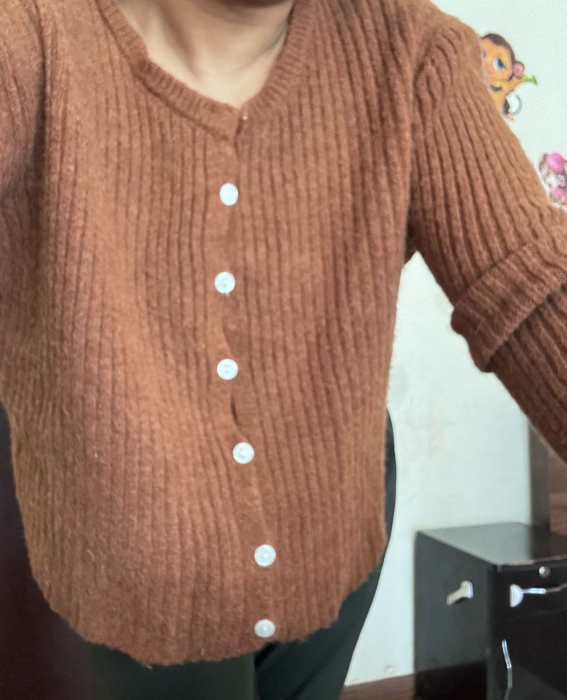 Brown Knit Cardigan