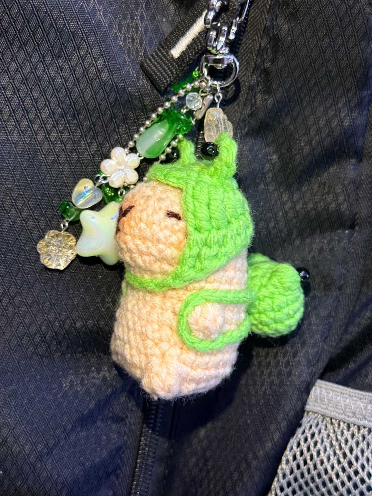 ₊˚⊹౨ cute crochet froggie capybara keychain ৎ ₊˚⊹