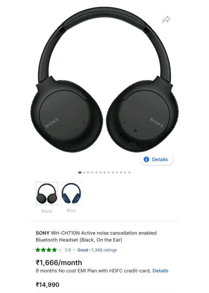 SONY WH CH710N Noise Cancellation Headphones