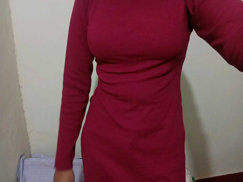 Burgundy Long Sleeve Dress