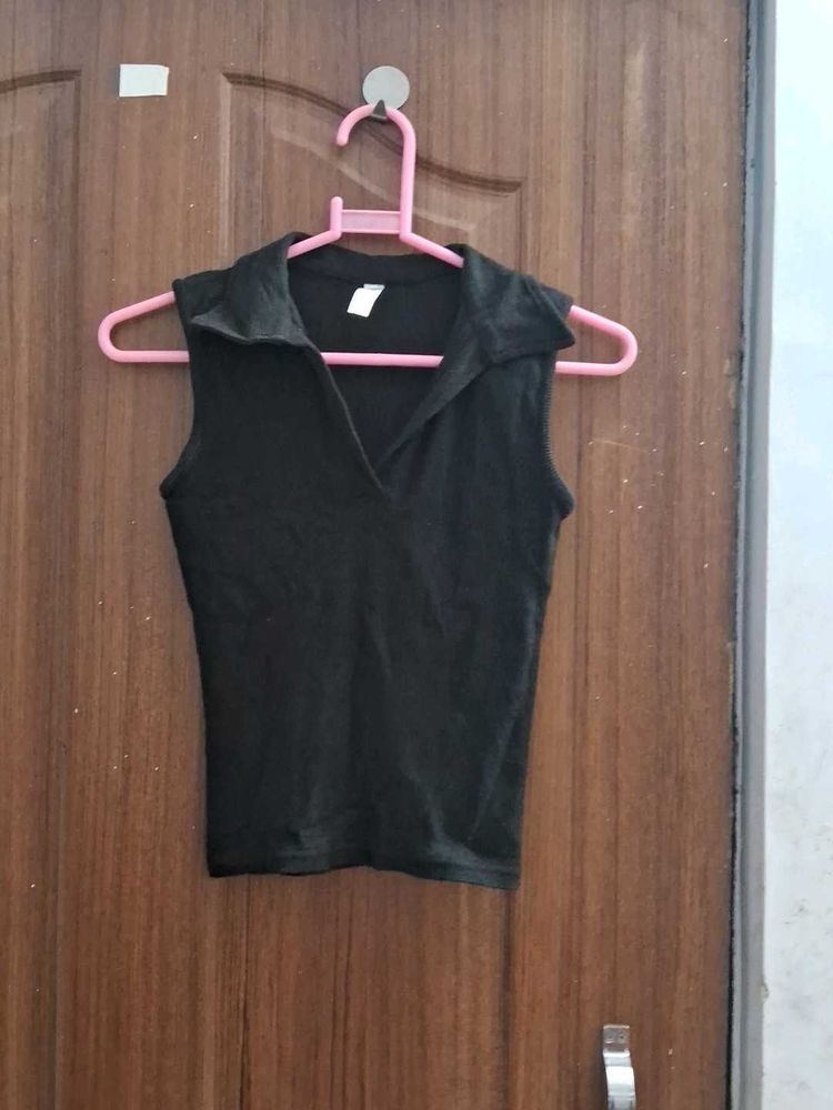 Black Collared Top