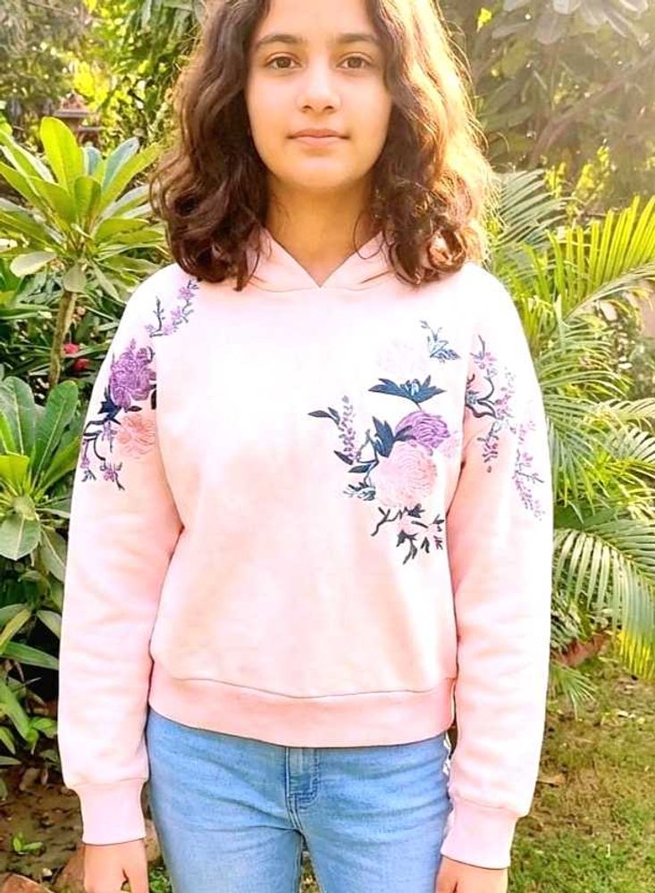 Floral Embroidered Pullover Hoodie