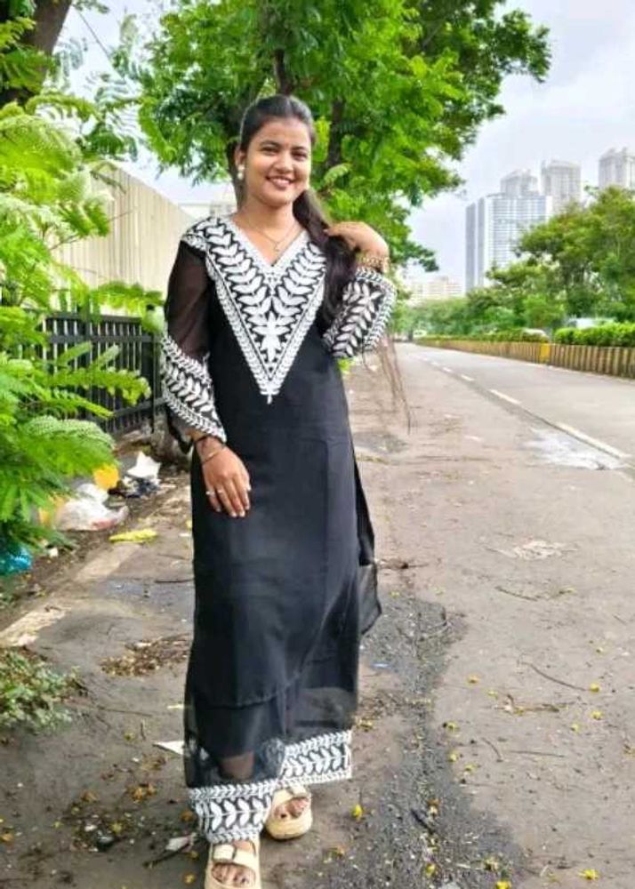 Elegant Black &amp; White Kurta Set