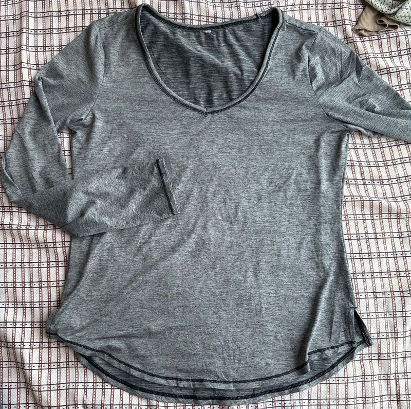 Gray Long Sleeve Top