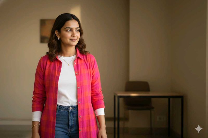 Pink Plaid Overshirt