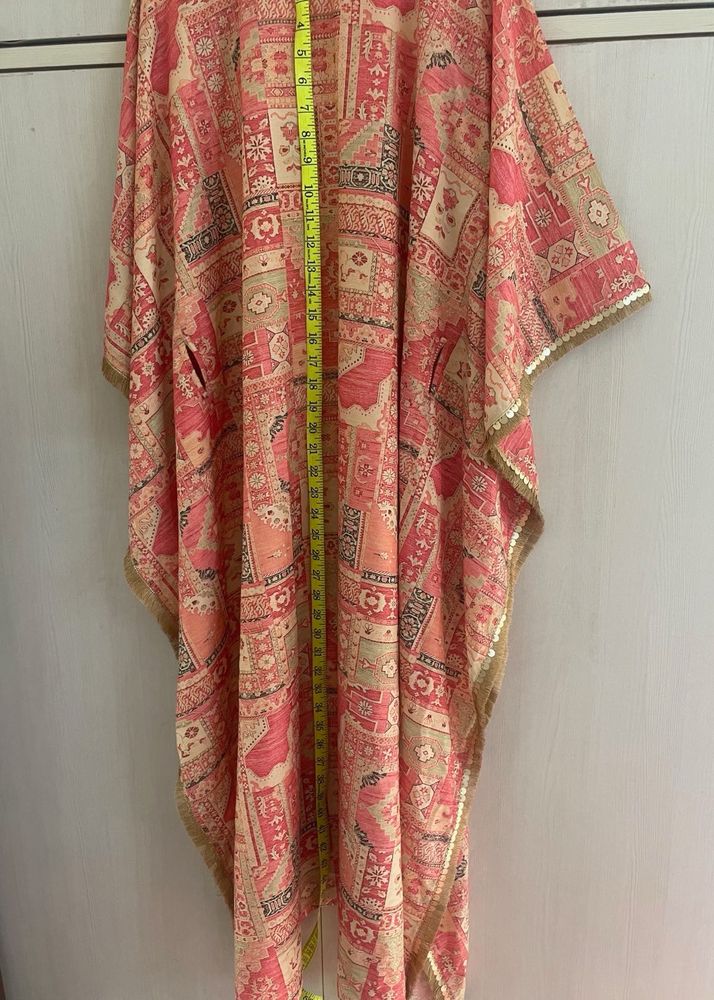 Ethnic Kaftan Kurta Set With Plazzo &amp; Sequin Belt