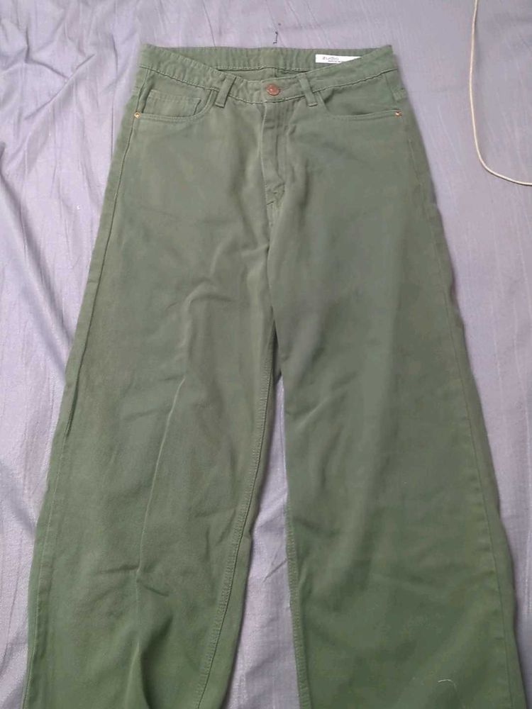 Green Wide Leg Jeans
