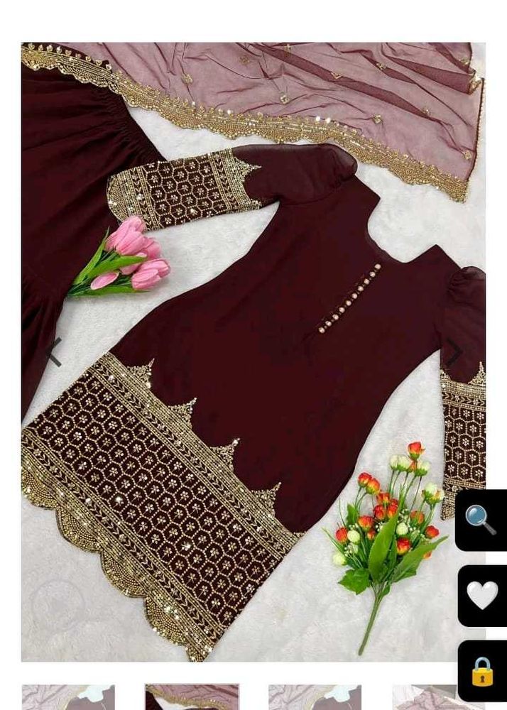 Maroon Embroidered Salwar 3pscSuit