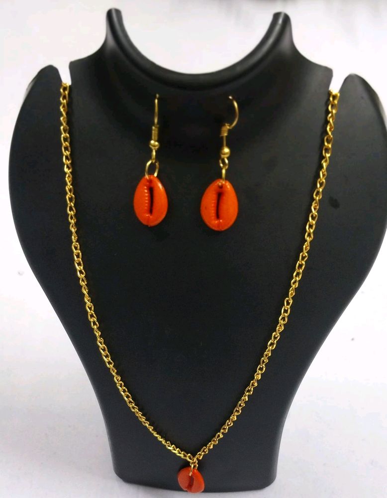 Pendent gold chain eyerring kodi 1 set latest/styl