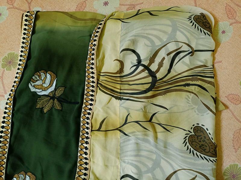 saree olive &amp; yellow