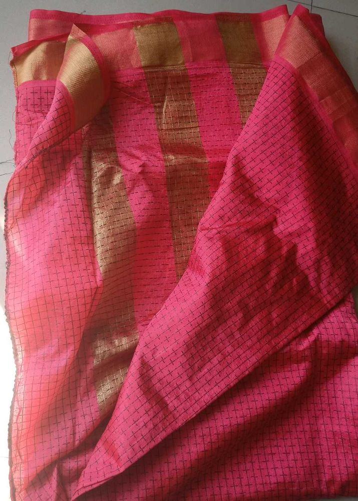Red Checkered Saree