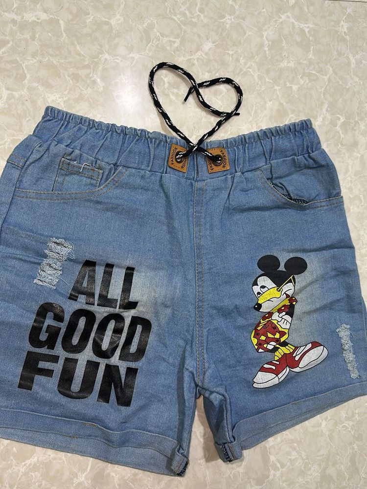 Denim Mickey Shorts - Size 28-30