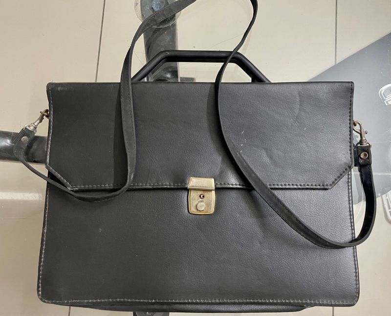 Black Leather Office Bag