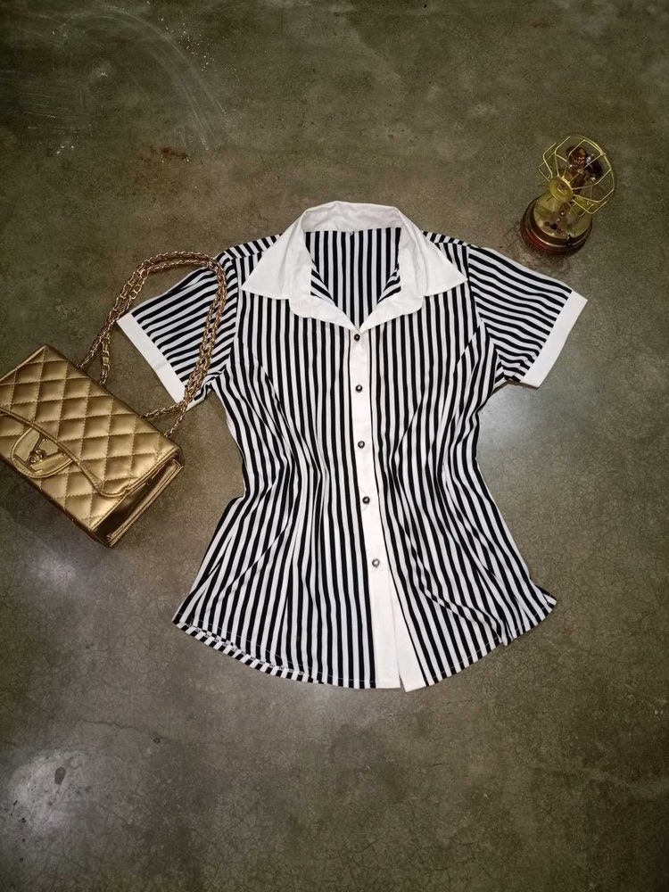 Black And White Striped Beautiful Shirt Top