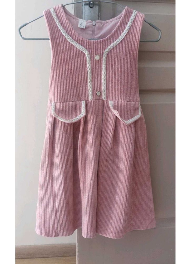 Cute Pink Corduroy Dress